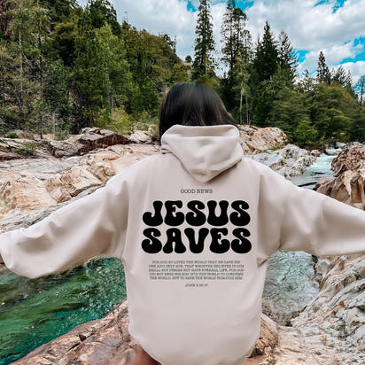 Jesus Saves Hoodie with Bible Scripture