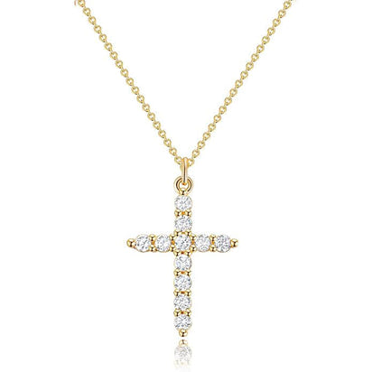 Rotating Crown Cross Necklace - 14k Gold Plating