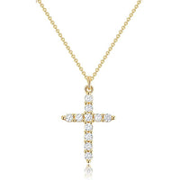 14K Gold Plated Cubic Zirconia Cross Necklace