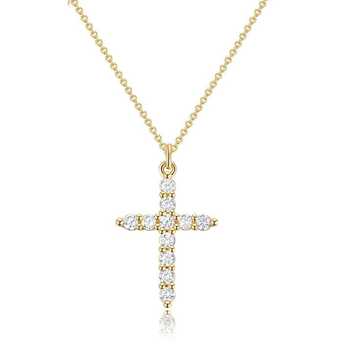 Rotating Crown Cross Necklace - 14k Gold Plating