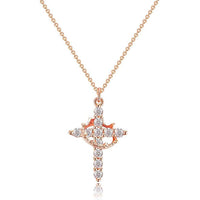 Rotating Crown Cross Necklace - 14k Gold Plating