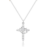Rotating Crown Cross Necklace - 14k Gold Plating