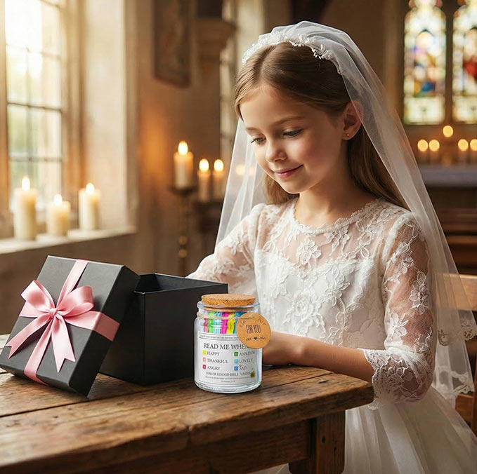 First Communion Gift for Boys & Girls – Verse Jar with 96 Inspirational Cards