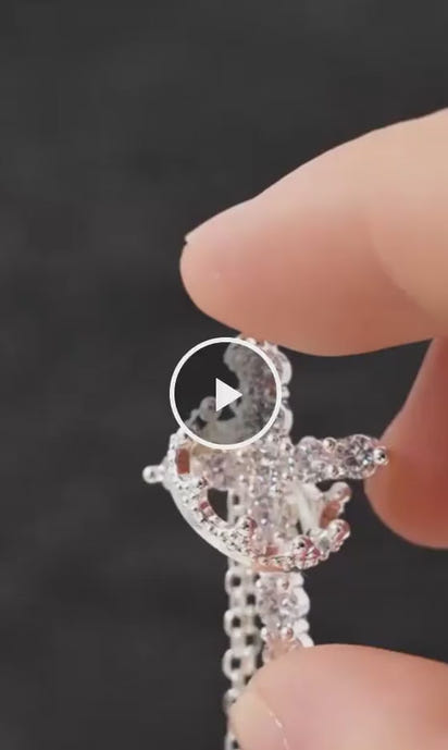 Rotating Crown Cross Necklace - 14k Gold Plating