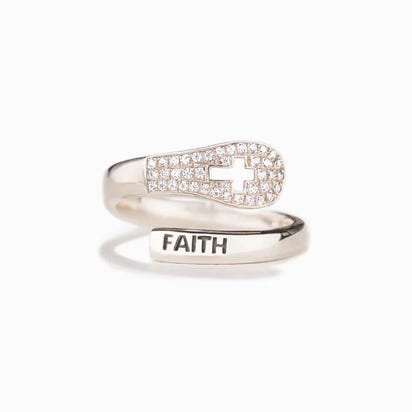 925 Sterling Silver Cross Faith Ring