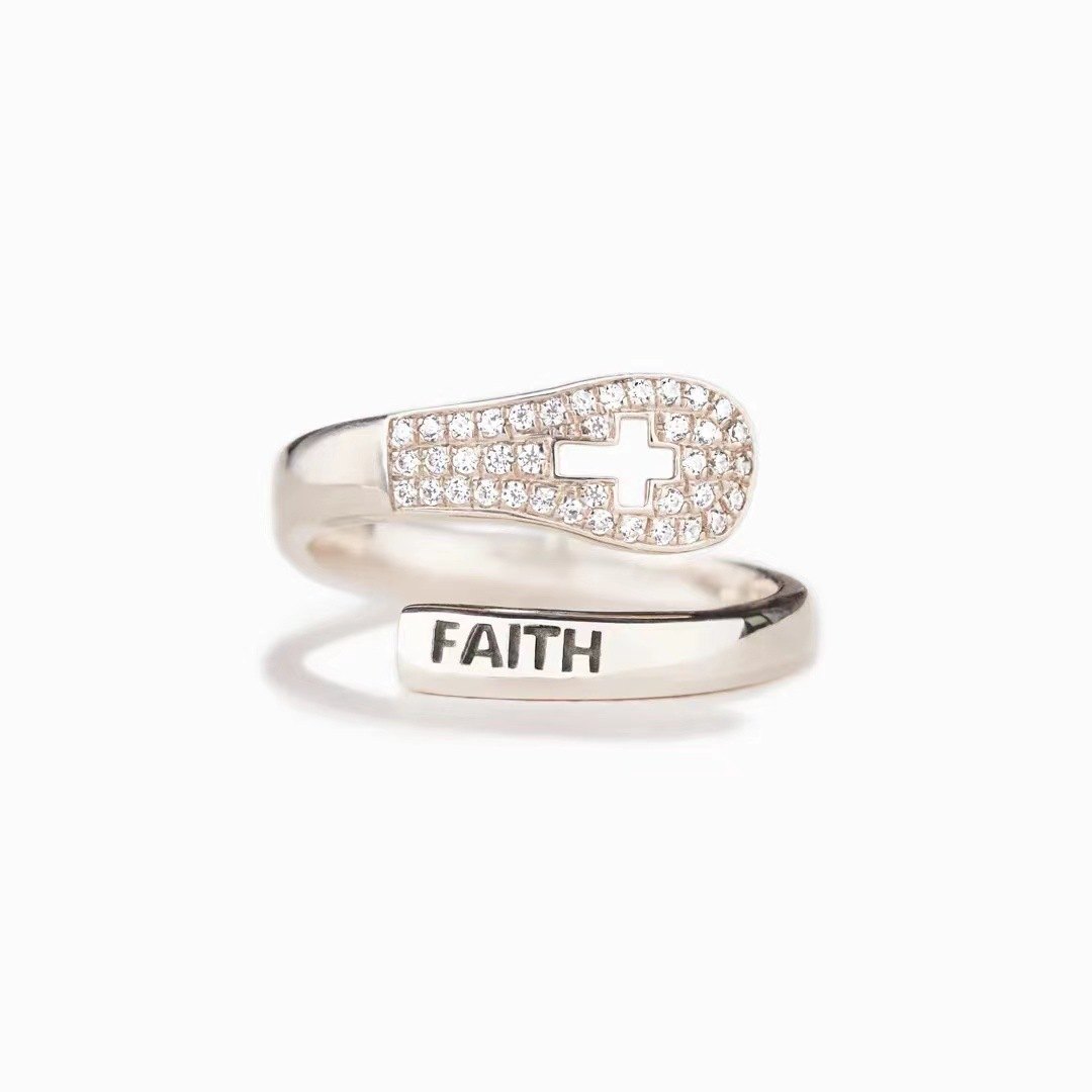 925 Sterling Silver Cross Faith Ring