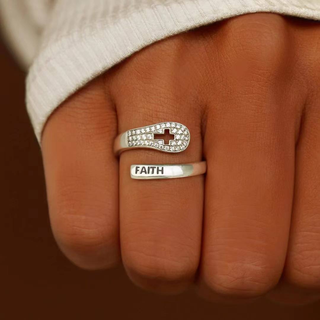 925 Sterling Silver Cross Faith Ring