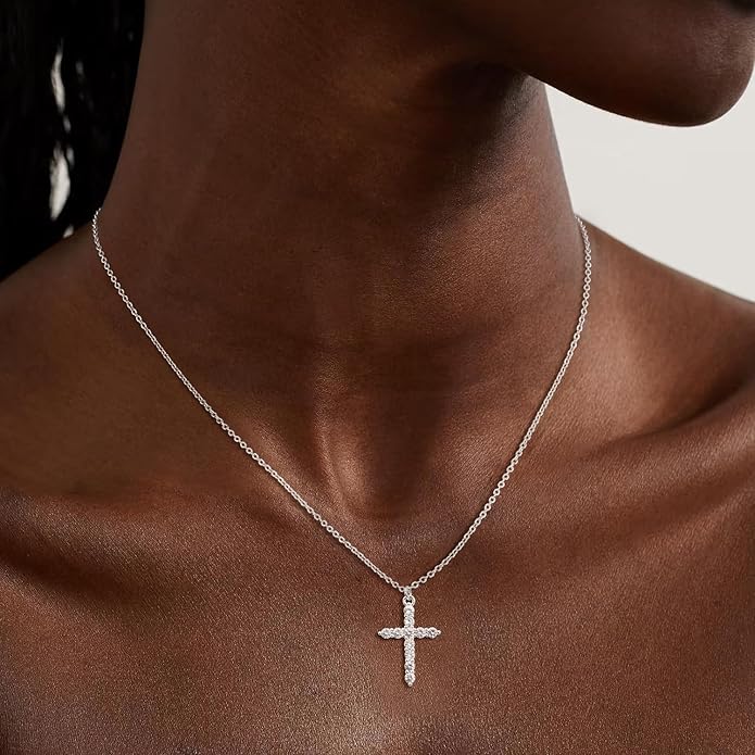 Rotating Crown Cross Necklace - 14k Gold Plating