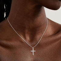Rotating Crown Cross Necklace - 14k Gold Plating